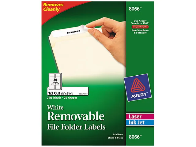 Avery Avery 8066 Removable Filing Labels White 750/Pack — product photo