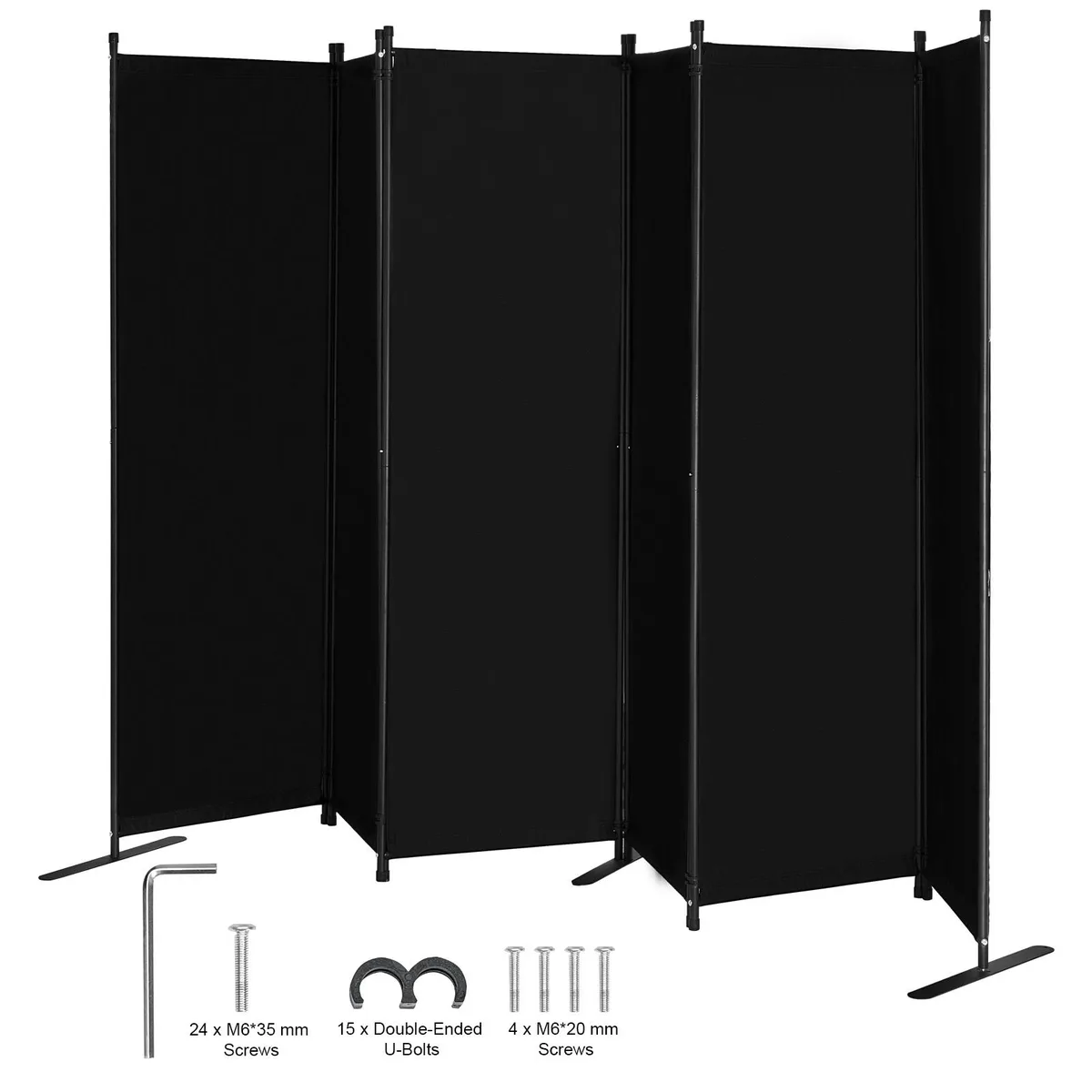VEVOR VEVOR 6 Panel Room Divider Black 122.4 x 71.1 x 17.7 in — product photo