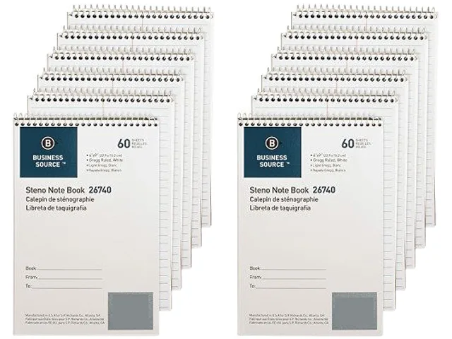 Business Source Business Source 26740PK Wirebound Steno Notebook 60-Sheet 6 x 9 in 12/Pack — product photo
