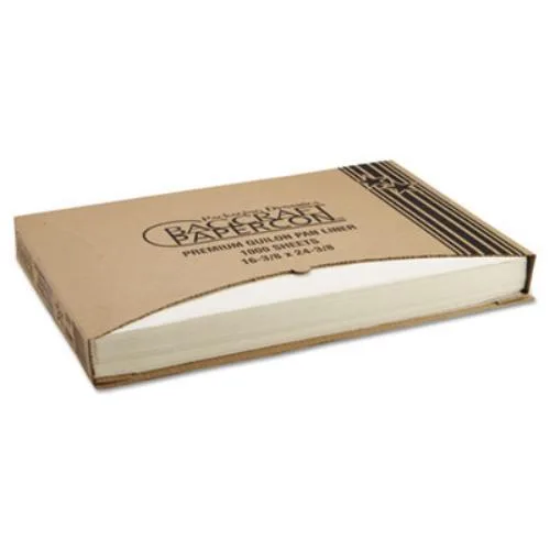 Flat box of natural quilon-coated pan liners, 16.38 by 24.38 inches