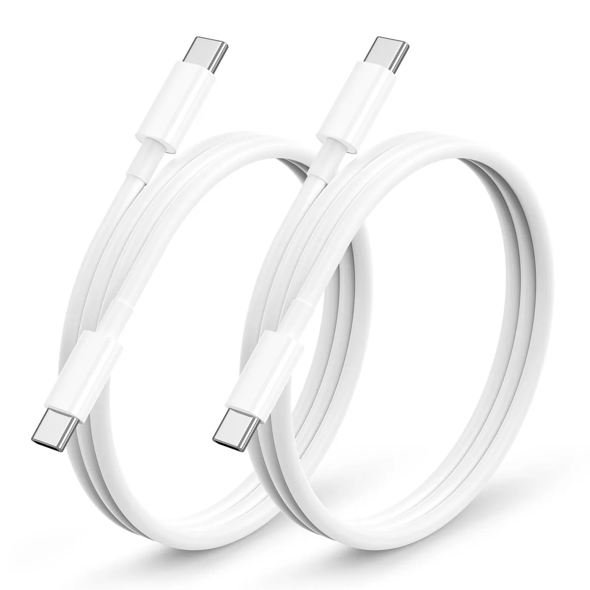  PEAKLIFT USB-C to USB-C Cable 60W 3ft 2 Pack White — product photo