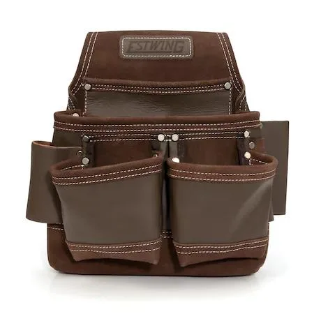 Estwing 94750 nine-pocket leather framer's pouch with hammer holder and belt loop