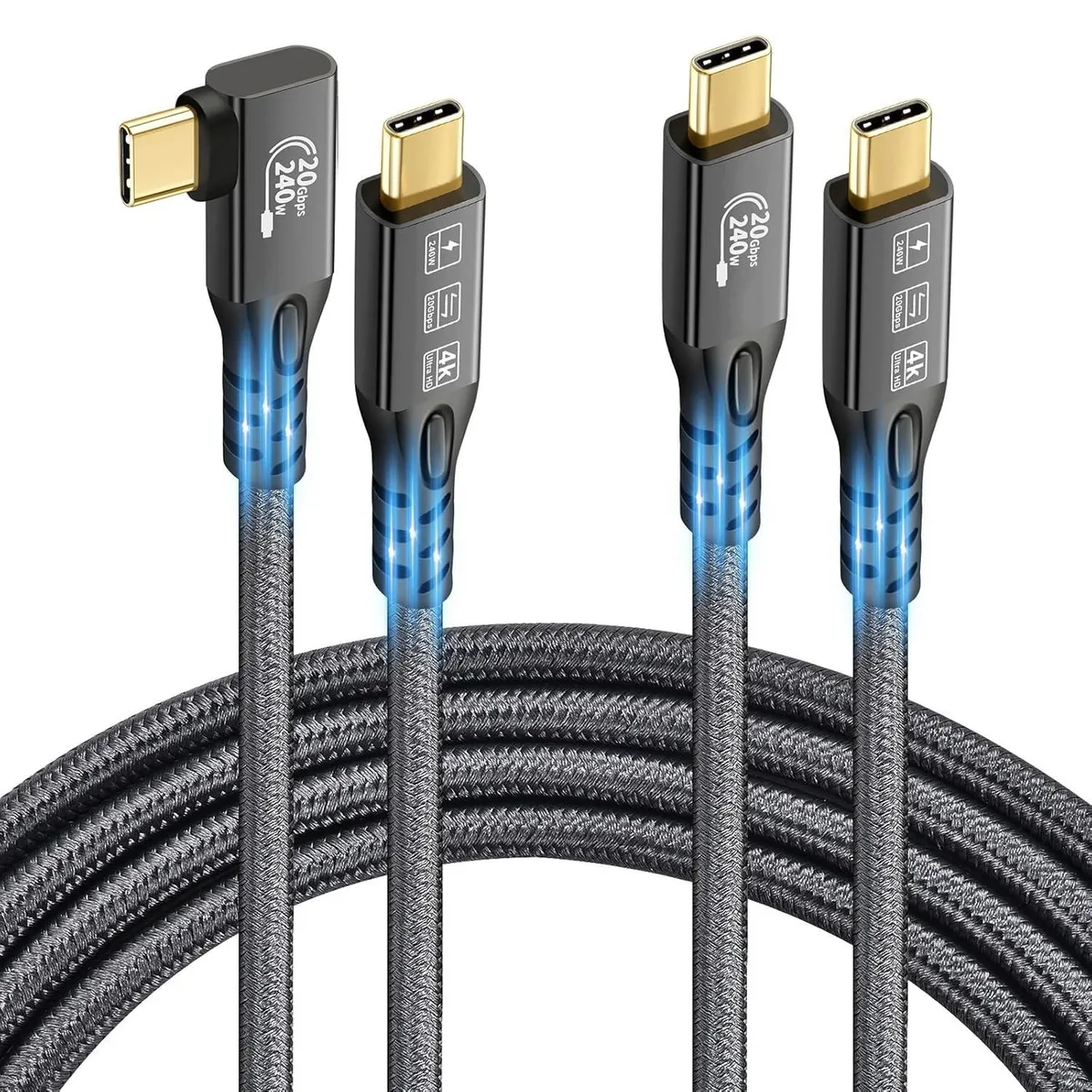 BUCIER BUCIER USB 3.2 Gen 2 cable 20 Gbps 240 W PD 3.1 4K 60 Hz E-Mark 0.5 m 2-pack — product photo