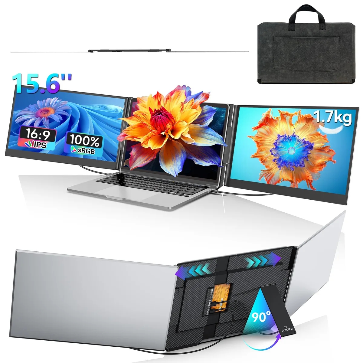 Laptomo Laptomo 15.6" Dual Screen Extender Triple Portable Monitor — product photo