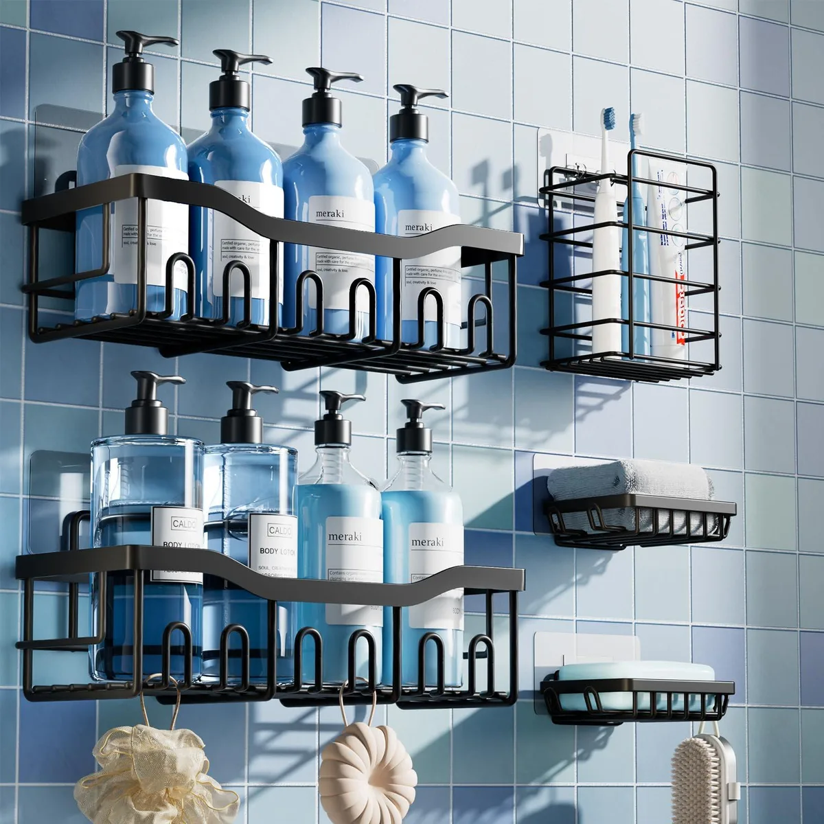 Decolav XYJ-S5 5-Pack Bath Storage 14.33in W x 12.83in H x 9.06in D Black — product photo