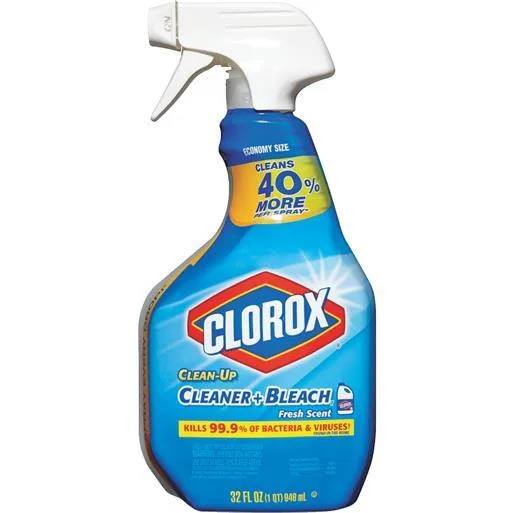 White trigger-spray bottle labelled Clorox Clean-Up, 32 oz