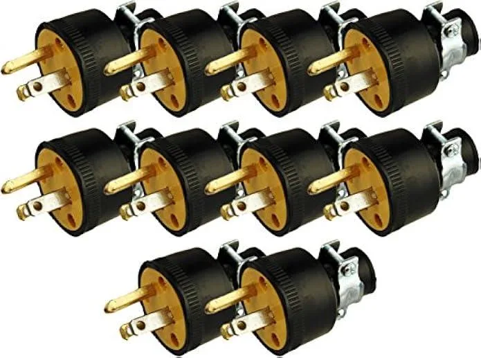 TAURKENAM TAURKENAM 10 Male Electrical Plug Replacements 15AMP 125V power adapter — product photo
