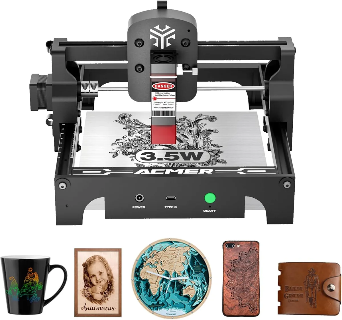ACMER ACMER S1 3.5W Laser Engraver 130x130mm DIY Cutter Metal — product photo