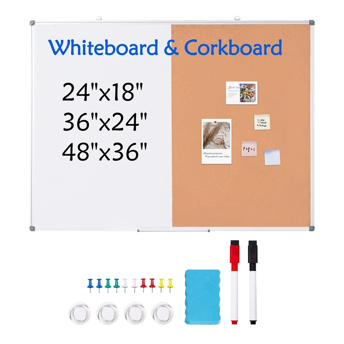 VEVOR VEVOR 48"x 36" Whiteboard Cork Board Combo Aluminum Frame — product photo