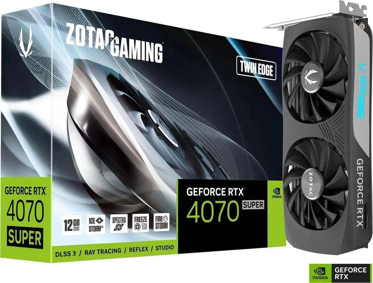 ZOTAC ZOTAC GeForce RTX 4070 SUPER Twin Edge 12GB GDDR6X graphics card — product photo