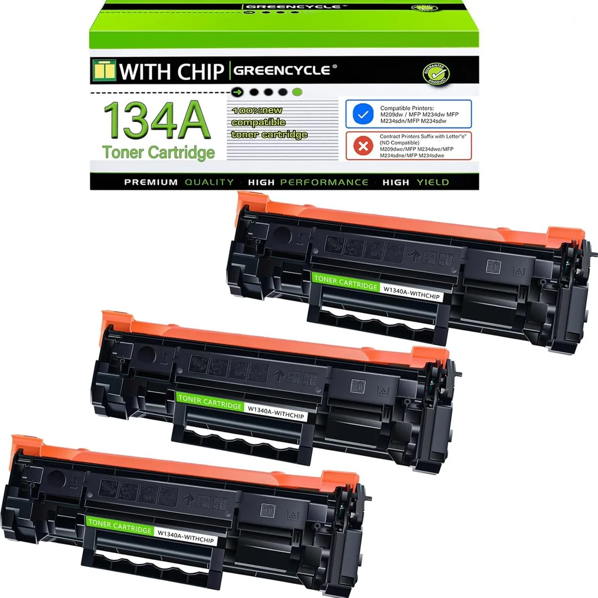 GREENCYCLE GREENCYCLE 134A Black Toner Cartridge 3 Pack 1100 Pages — product photo
