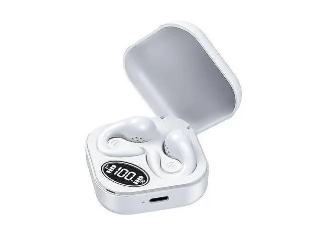 LORDWORLD LORDWORLD White Open Ear Bone Conduction Headphones with Battery Display — product photo