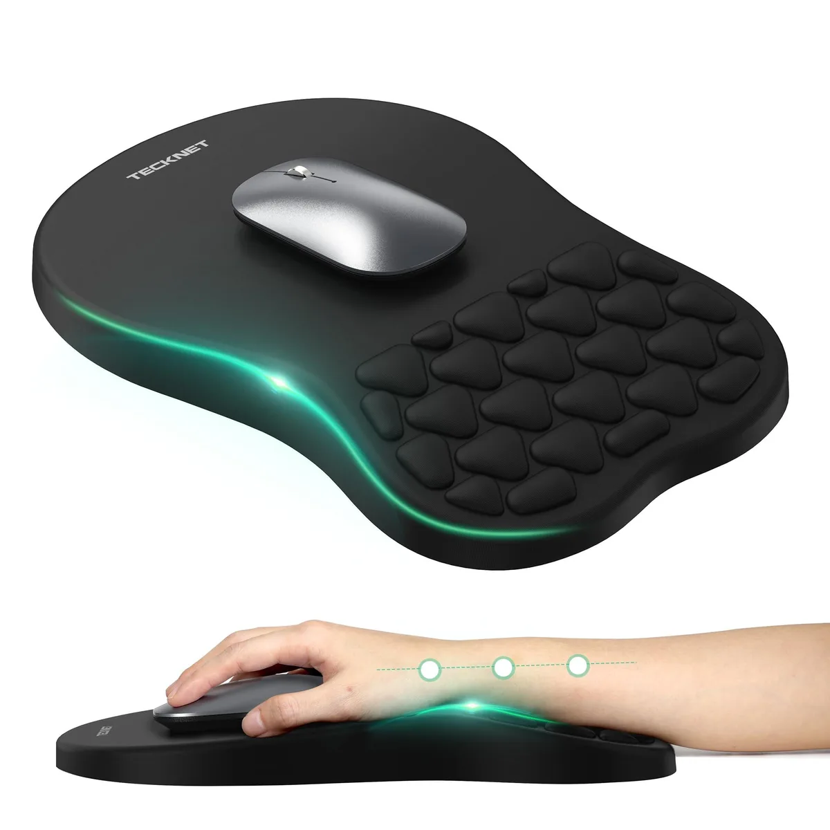  TECKNET TK-MG127 Ergonomic Mouse Pad with Wrist Rest 10.0 x 8.0 in — product photo