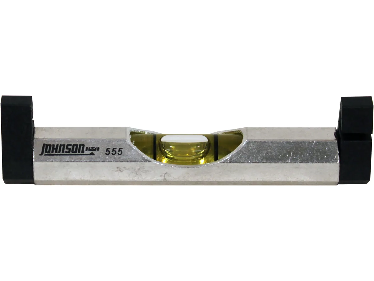 Small silver aluminum line level model 555 with single vial