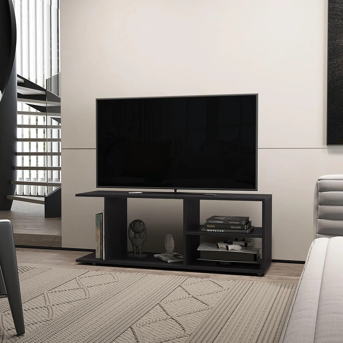 tuphen tuphen TV Stand Black Melamine 47" W Open Storage — product photo