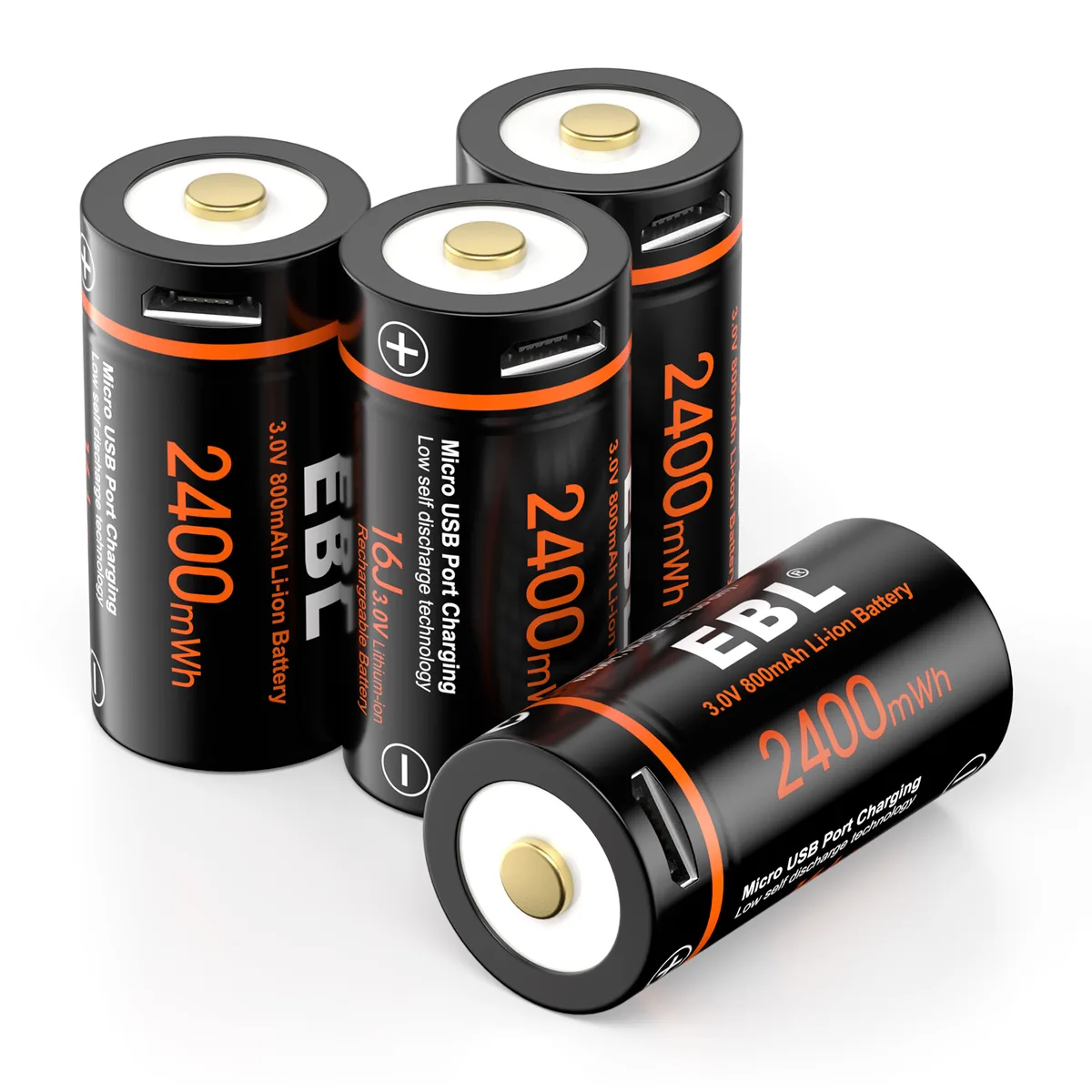 EBL EBL 800mAh 3V Lithium Rechargeable Battery 4 Pack — product photo