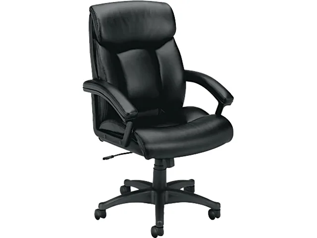 HON HON VL151SB11 leather executive chair black 27.00 x 45.50 x 37.50 office furniture — product photo