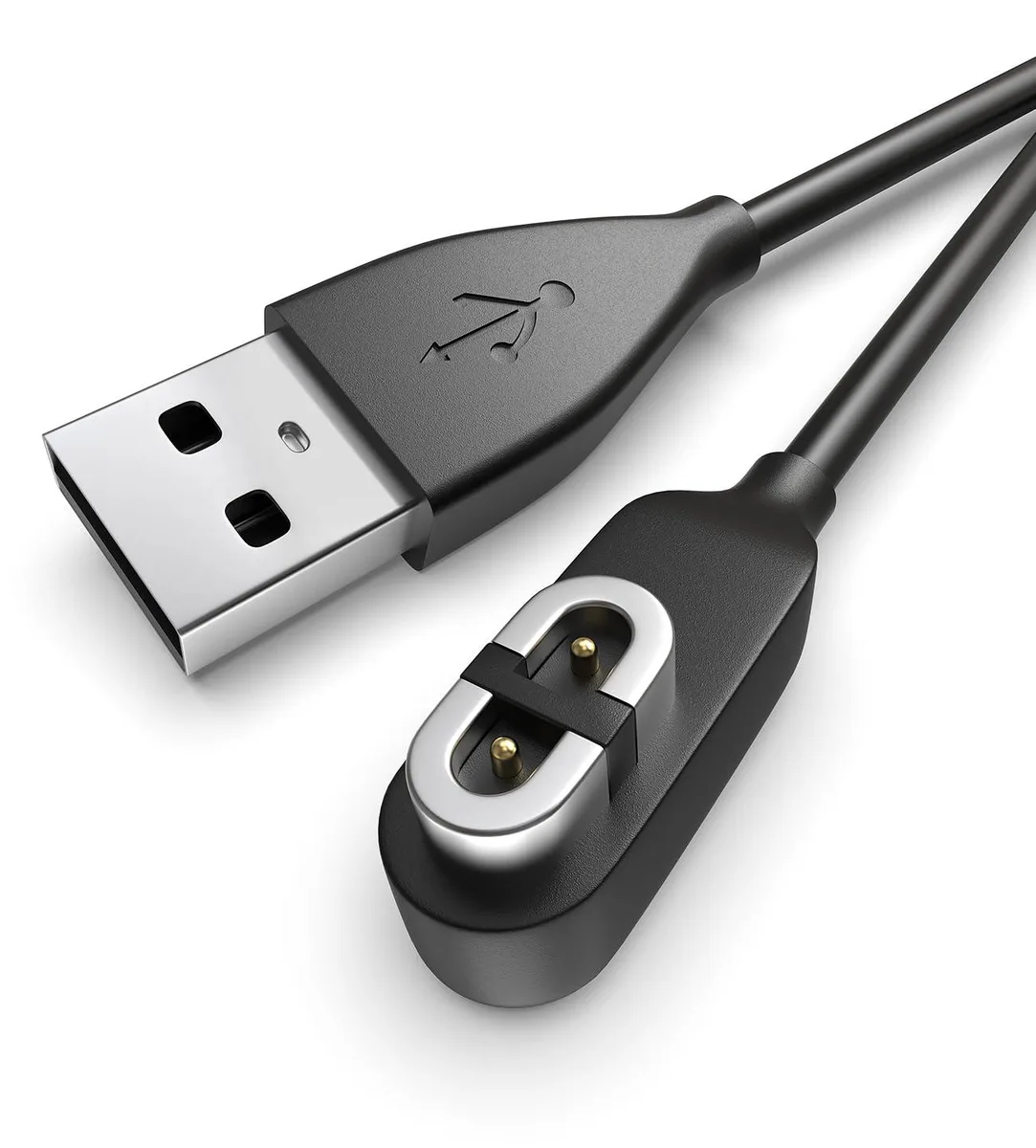 Black magnetic USB charging cable with four-pin connector, 100 cm length