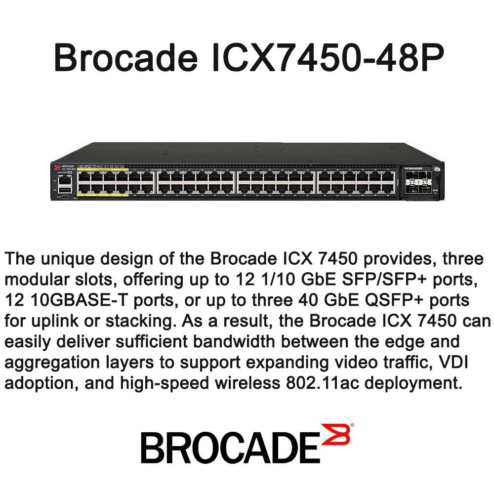 Brocade Brocade ICX7450-48P 48-port PoE network switch — product photo