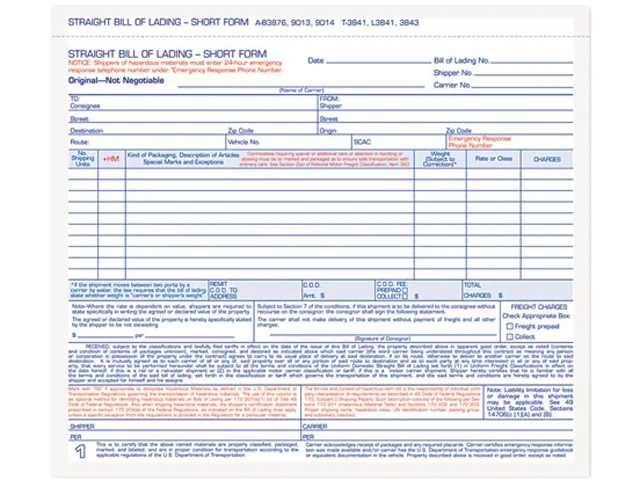 TOPS TOPS 3841 Hazardous Material Short Form Tax Form, Carbonless Triplicate, 50 Forms — product photo