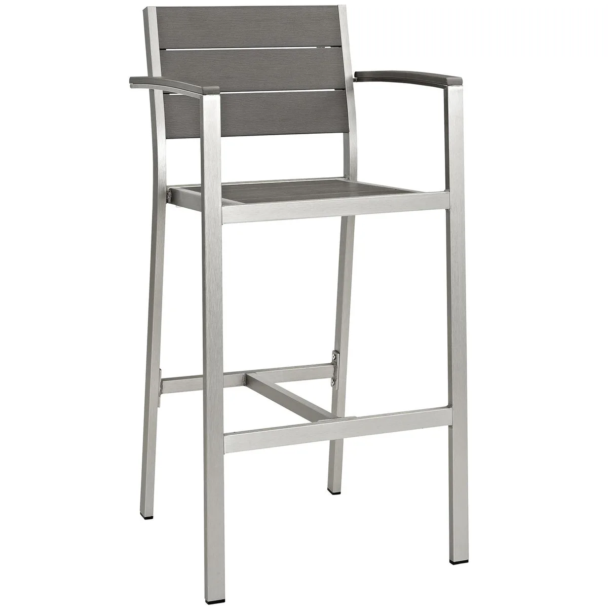 Modway Furniture Modway Furniture Shore Outdoor Bar Stool Silver Gray 21.5"L x 20"W x 44.5"H — product photo