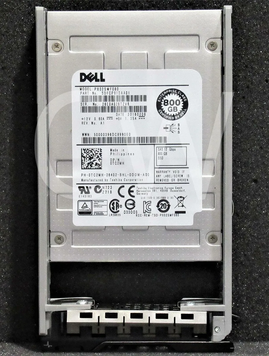 2.5 inch SAS solid state drive with silver metal casing and included tray