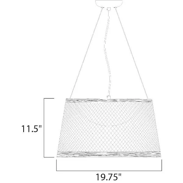 White fiber-twine pendant, hand-formed shade, polyurethane coated, 20.25 inches wide