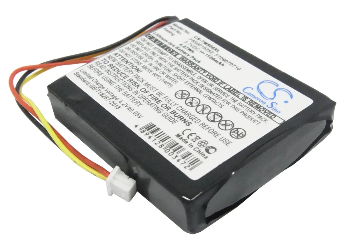 Rectangular lithium-ion battery pack, blue label, 42.8 by 34.3 by 8.5 mm