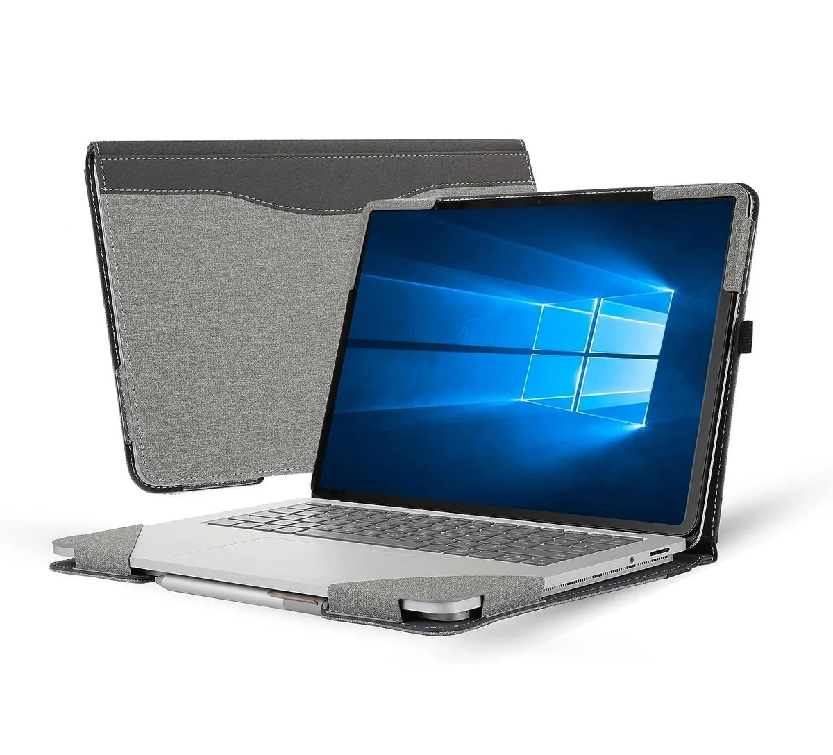 Gray PU leather hard folio case for Surface Laptop Studio 14.4 inch with pen holder