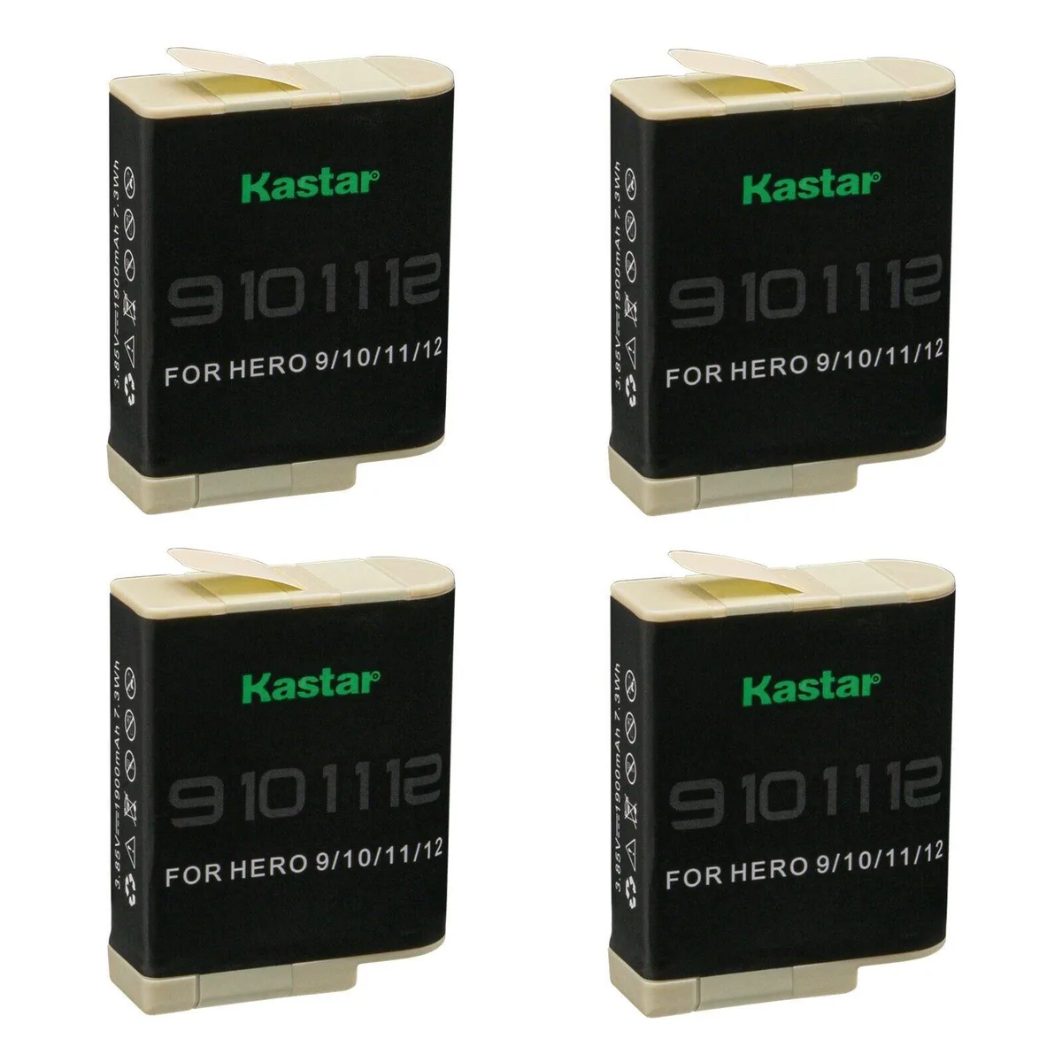Kastar Kastar 4-pack Li-Ion camera battery 1900mAh 7.3 Wh for GoPro HERO 12 11 10 9 — product photo