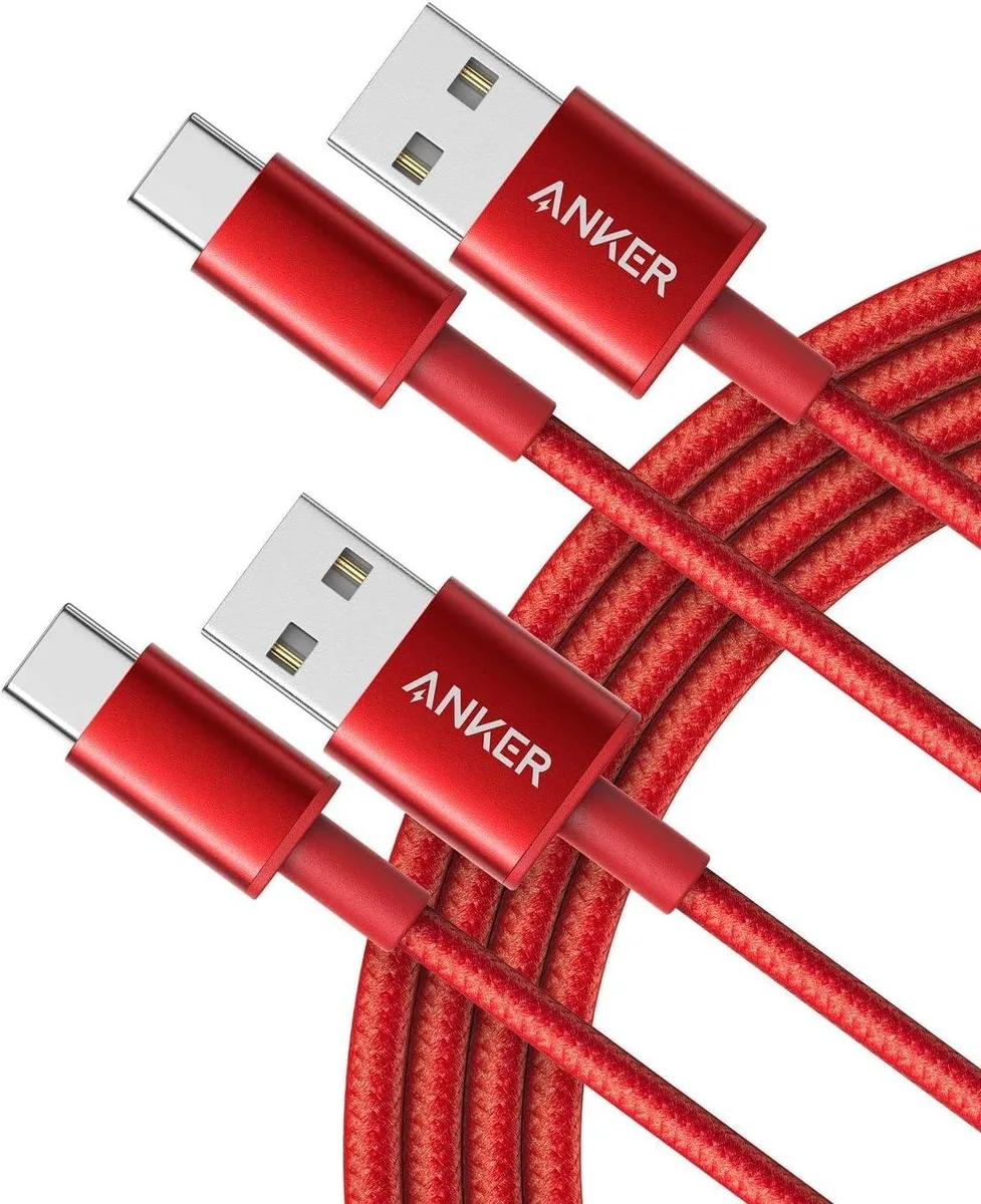  Anker AK-B8173091 USB-A to USB-C cable 2-pack 6ft Red 15W 3A 480Mbps — product photo