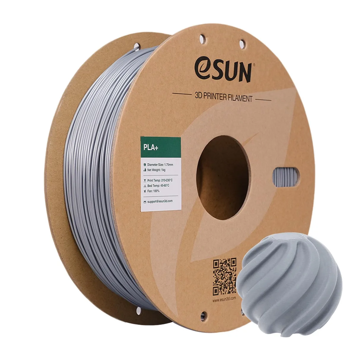 eSUN eSUN PLA+ Filament 1.75mm 1kg Silver — product photo