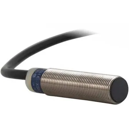 Silver cylindrical inductive sensor with 2m cable
