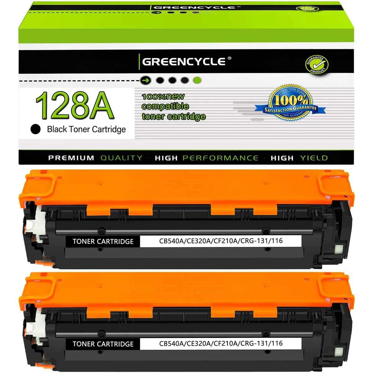 GREENCYCLE GREENCYCLE 128A CE320A Black Toner Cartridge 2 Pack — product photo