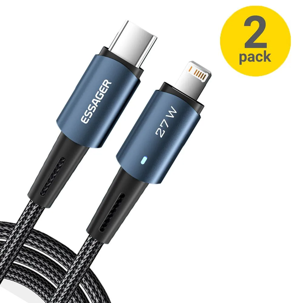 Jansicotek Jansicotek Essager CGI27W USB-C to Lightning cable 3.3ft 2-pack 27W blue — product photo
