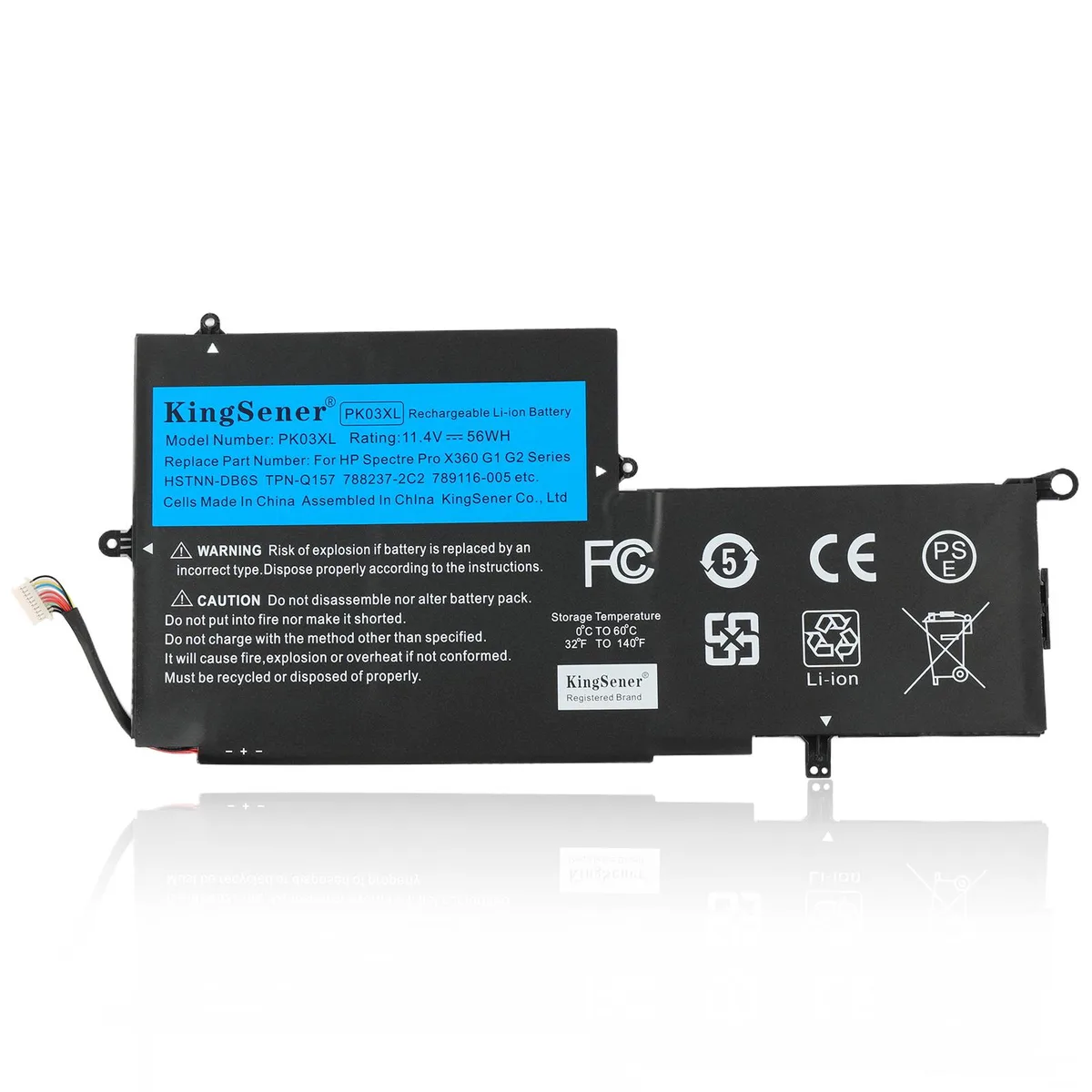 KingSener KingSener PK03XL laptop battery 11.4V 56WH for HP Spectre x360 13 — product photo