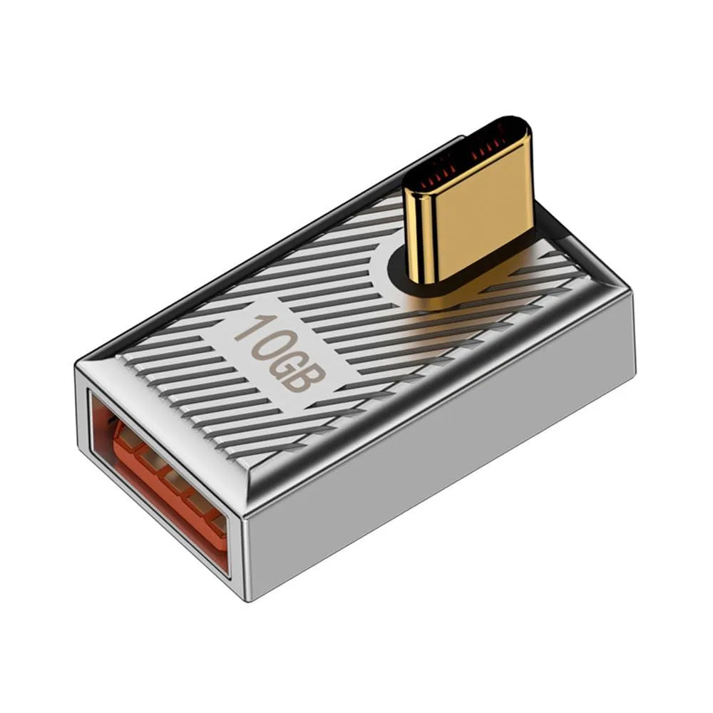 Vszerda Vszerda USB 3.1 Type C Male to USB 3.0 A Female Adapter 10Gbps Mecha Cyberpunk Low Profile Angled Alloy Shell — product photo