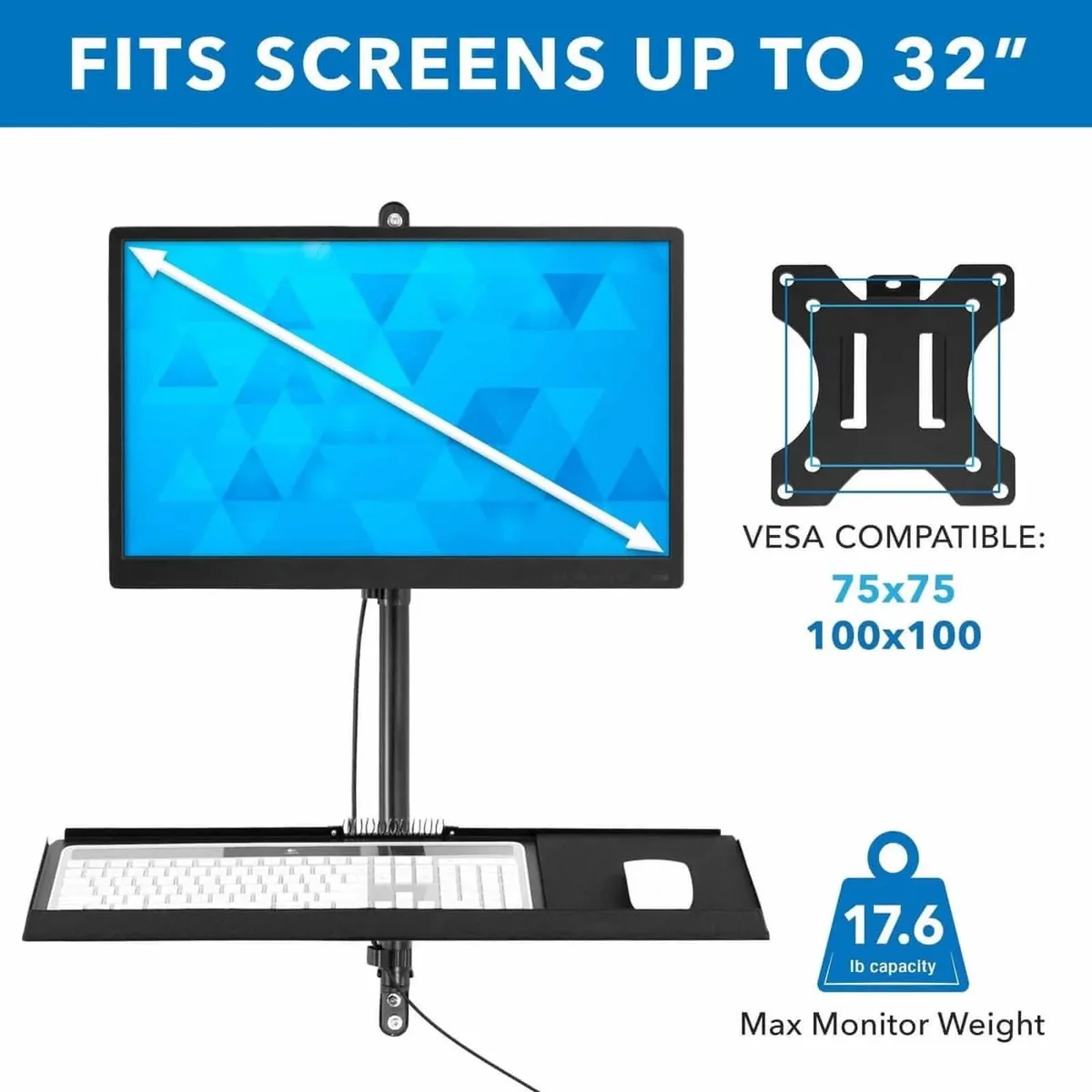 Mount-It Mount-It MI-7991 Wall Mount Workstation with Monitor Arm Keyboard Tray CPU Holder office furniture — product photo