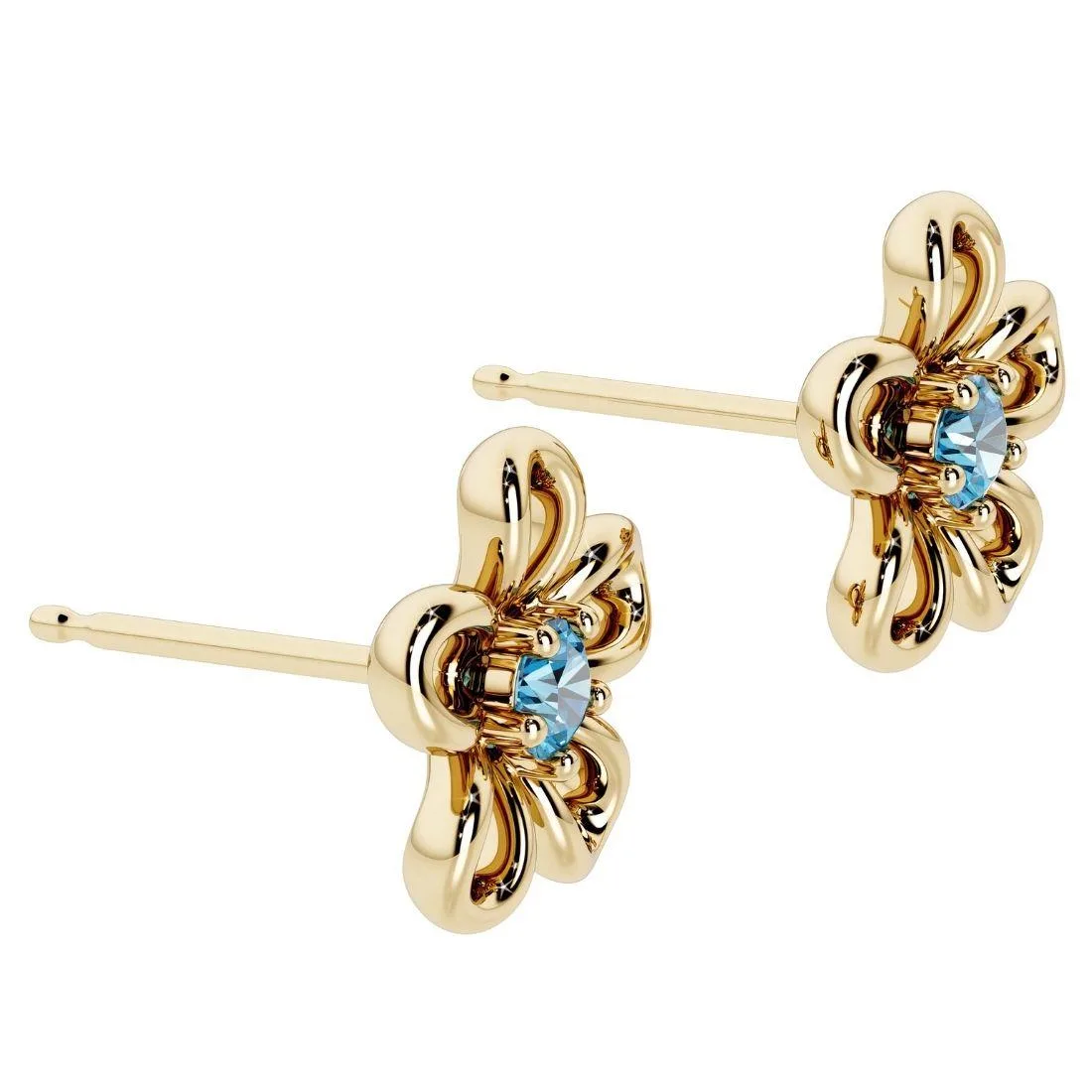Oravo Oravo London Blue Topaz Flower Stud Earrings .5 ct 925 2.8 g — product photo