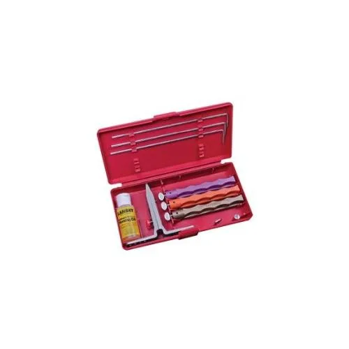 Lansky diamond sharpening kit with clamp, three stones, guide rod, oil and case