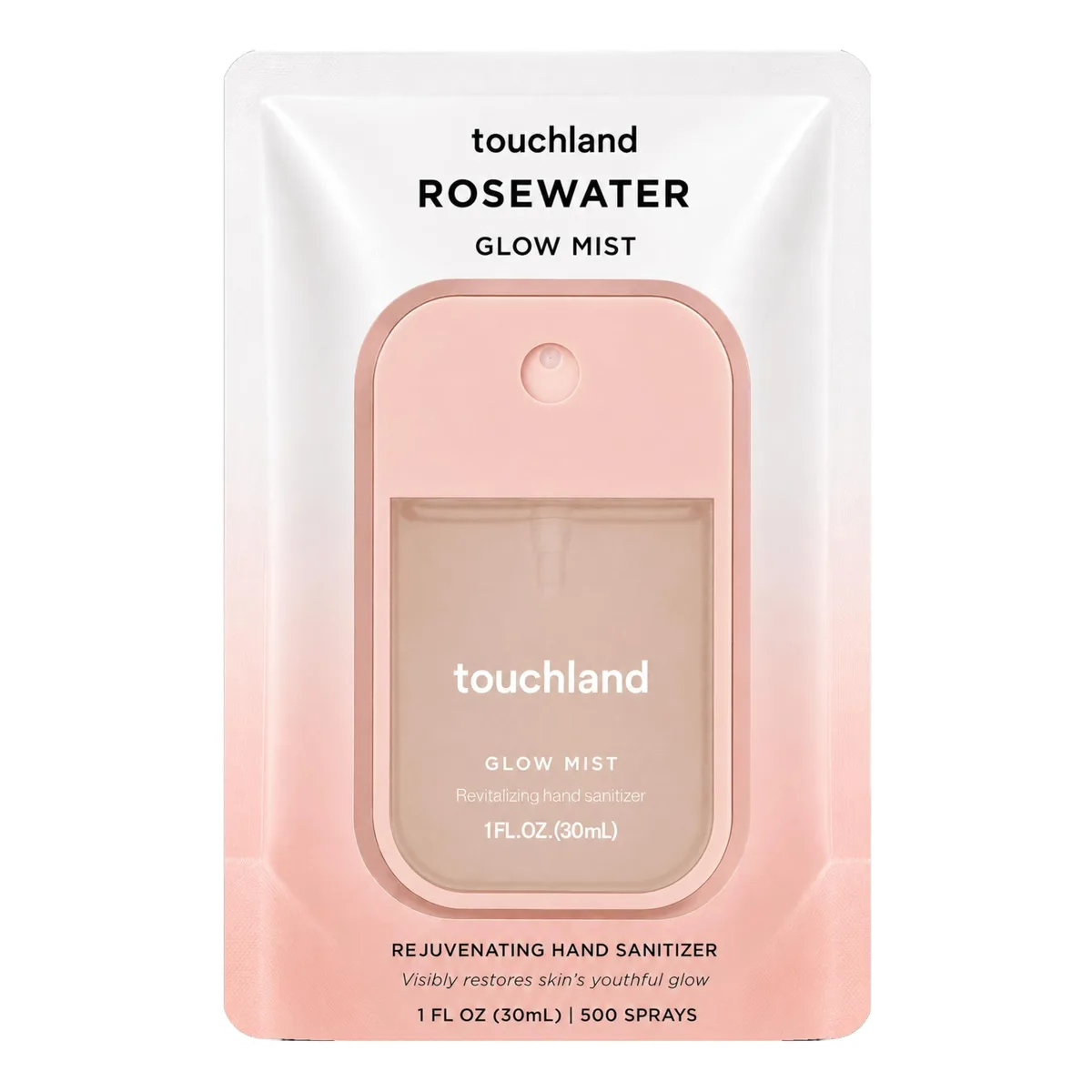 Pink travel-size sanitizer spray bottle, 1 fl oz