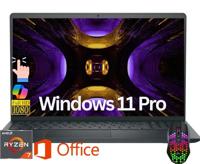 DELL DELL 15.6" FHD Touch Laptop Ryzen 7 7730U 16GB 512GB NVME Windows 11 Pro — product photo