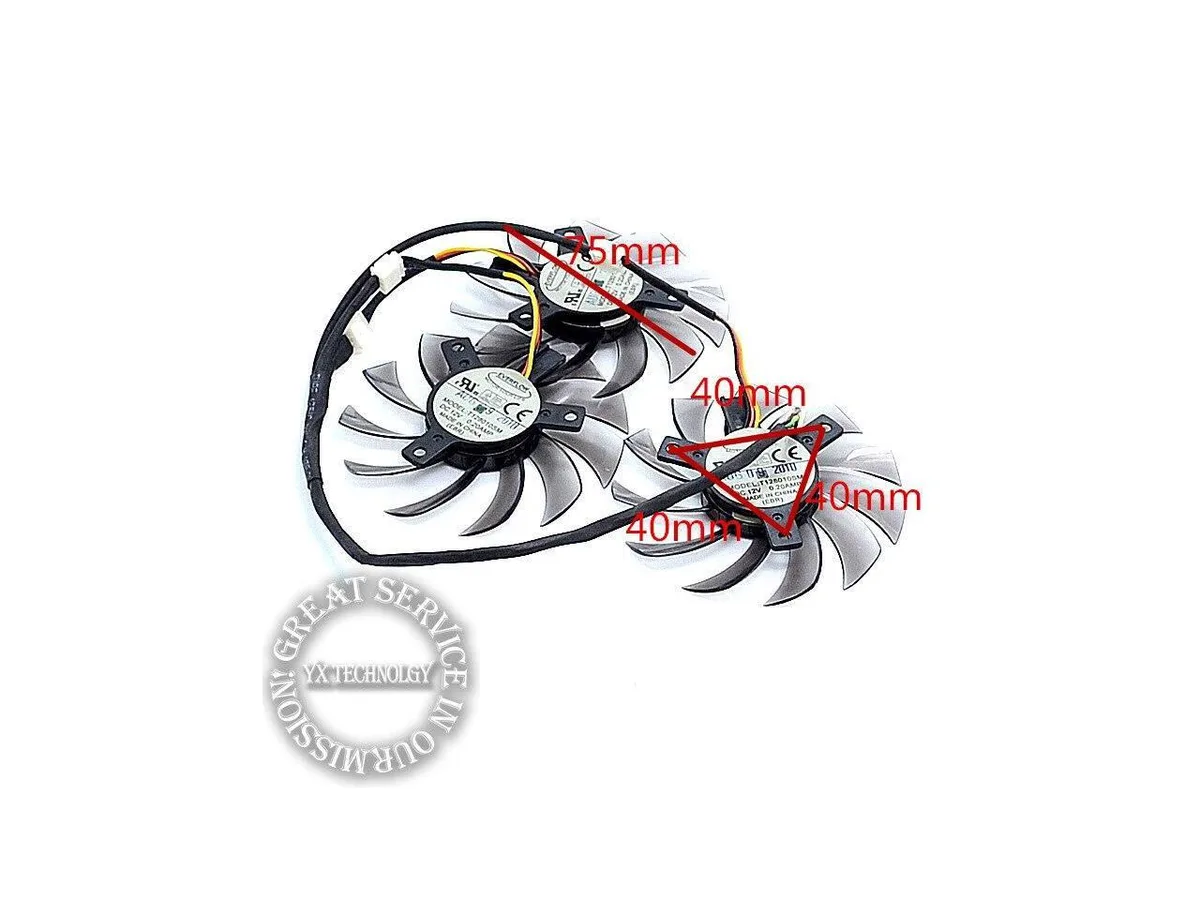 Fans Fans T128010SM 5P 12V 0.20A 75mm 3pcs set — product photo