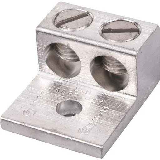 Aluminium terminal lug with two mounting holes and hex socket head