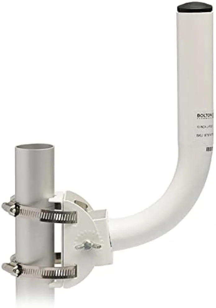 Silver 10 inch J pole mount with curved bracket and hardware