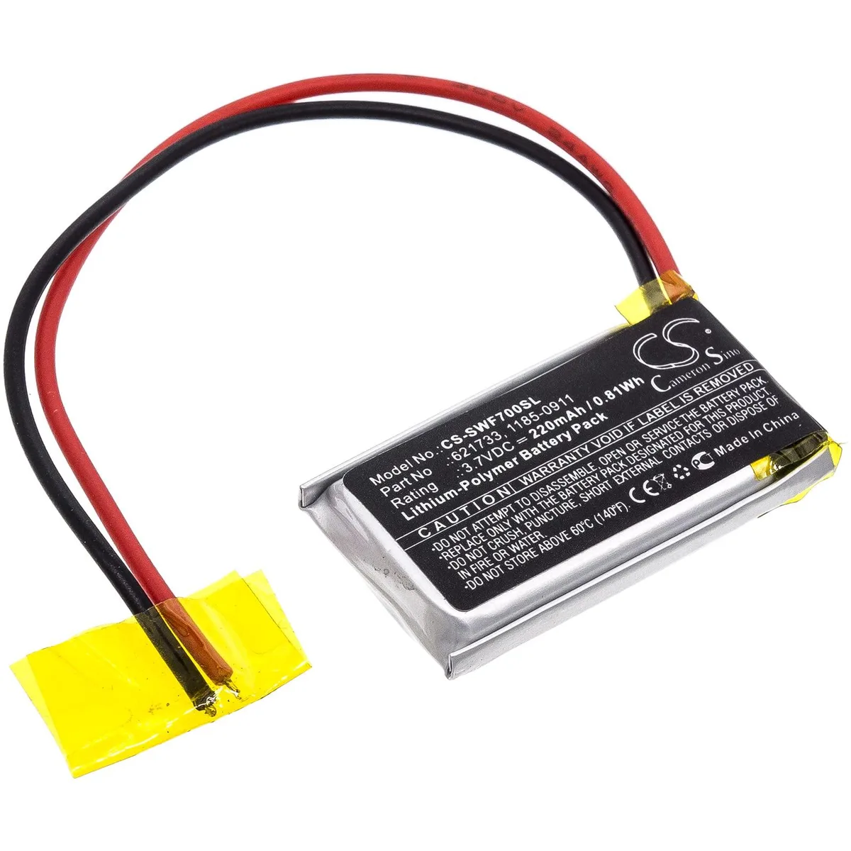 Cameron Sino 220mAh Battery for Sony WF-SB700/XB700 Charging Case PN 1185-0911 — product photo