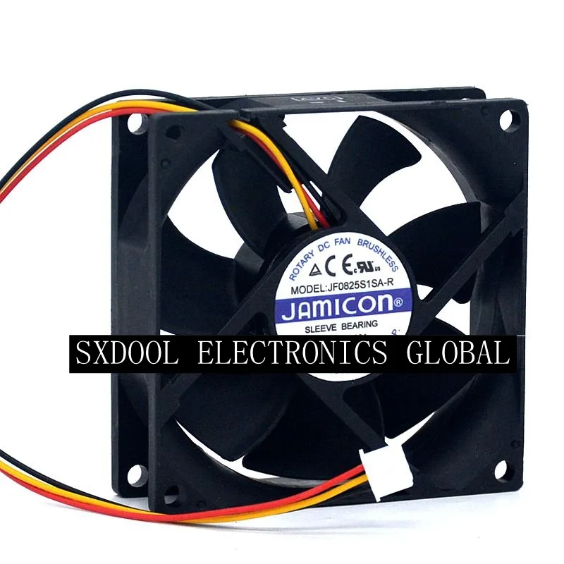 SXDOOL SXDOOL JF0825S1SA-R 80mm case fan 12V 0.26A 3500 RPM 60 CFM 32 dBA hydraulic bearing 3-pin — product photo