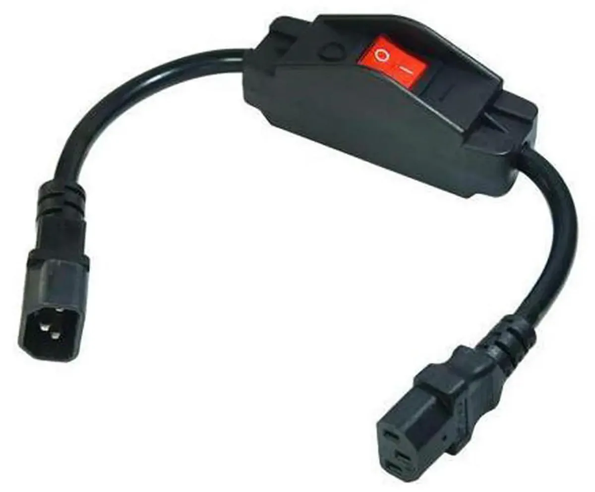 SMUGDESK SMUGDESK IEC 320 C14 to C13 Power Extension Cord with Inline Switch 42cm Black — product photo