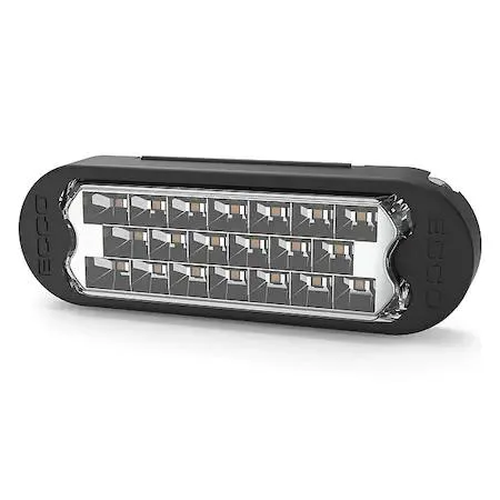 Rectangular clear-lens LED warning light with blunt-cut wires