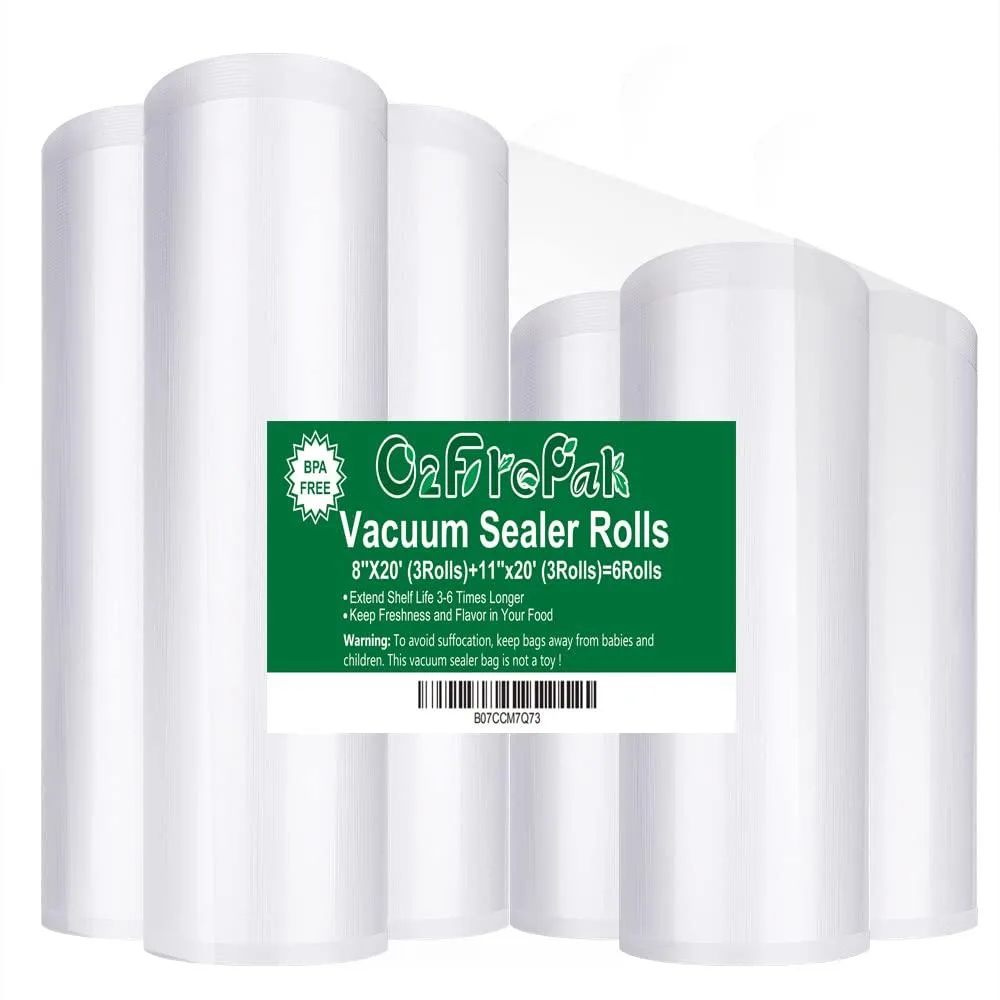  O2frepak 6 Pack Vacuum Sealer Bags Rolls 8in x 20ft 11in x 20ft — product photo